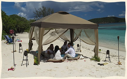 Virgin Islands wedding beach picnic. St. Thomas St. John