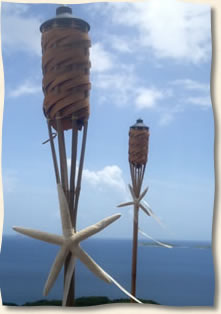 Tiki torches for St. Thomas wedding.