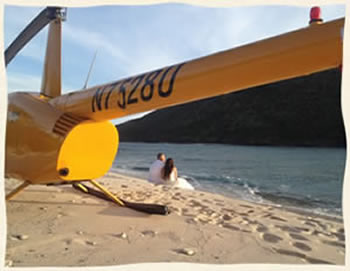 Helicopter wedding private island