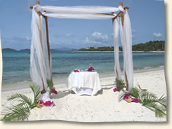 Sand Ceremony Set up at tropical beach in St. Thomas