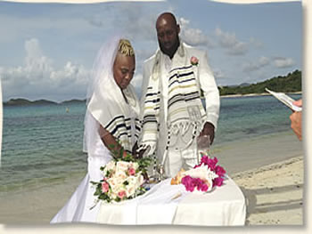Catholic wedding communion on beach in St. Thomas Virgin Islands