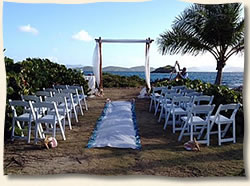 Arch aisle and chairs for island wedding. St. Thomas Pretty Kip Point Virgin Islands